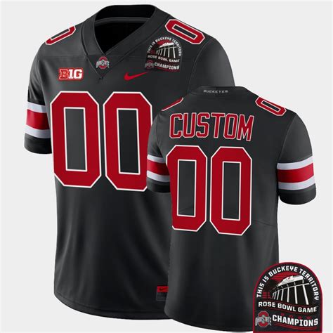 Mens Custom Ohio State Buckeyes Stitched Nike Blackout 2022 Rose Bowl ...