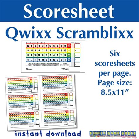 Printable Qwixx Score Sheets - Printable Word Searches