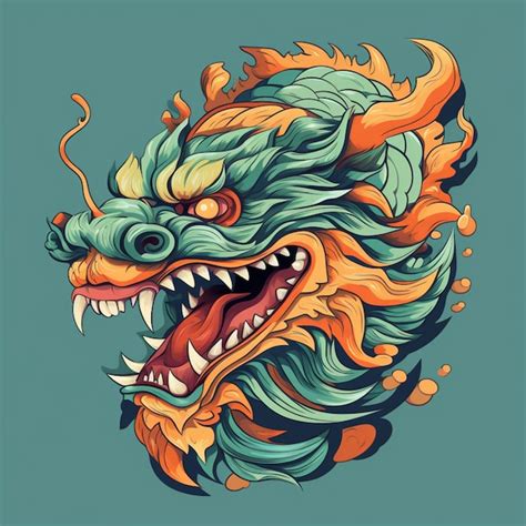 Premium AI Image | Illustration of a dragon head with a green and ...