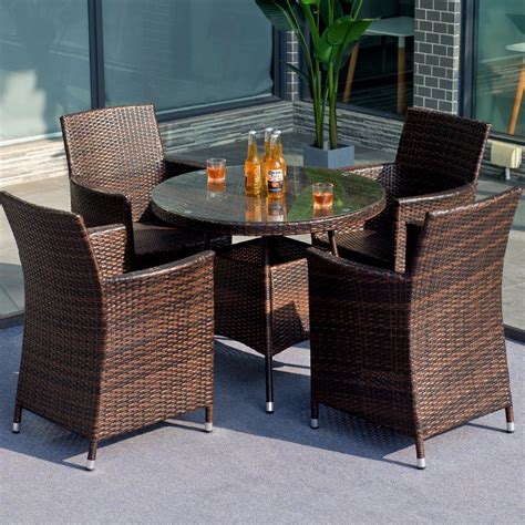 Outdoor Garden Restaurant Rattan Furniture Dining Table and Chair ...