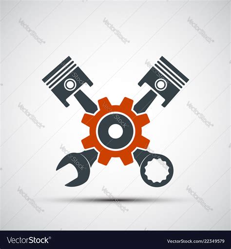 Logo engine with plungers and a wrench Royalty Free Vector