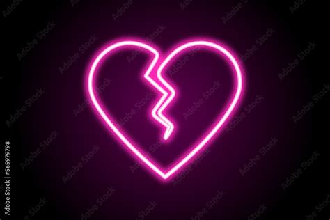 Neon glowing broken heart symbol icon Stock Illustration | Adobe Stock