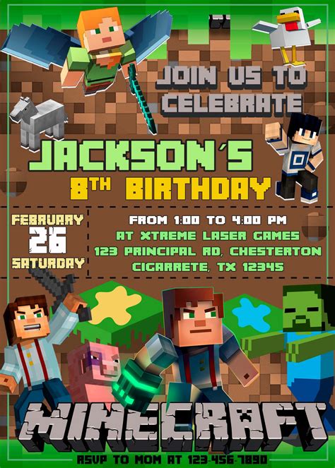 Minecraft Birthday Invitations