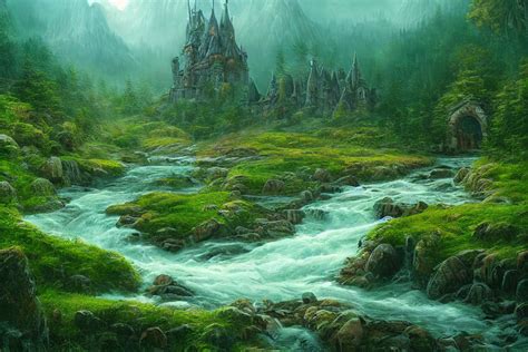 Fantasy Landscapes Elven City Digital Print Screen Saver Fantasy Art Trail Fantasy Forest River ...