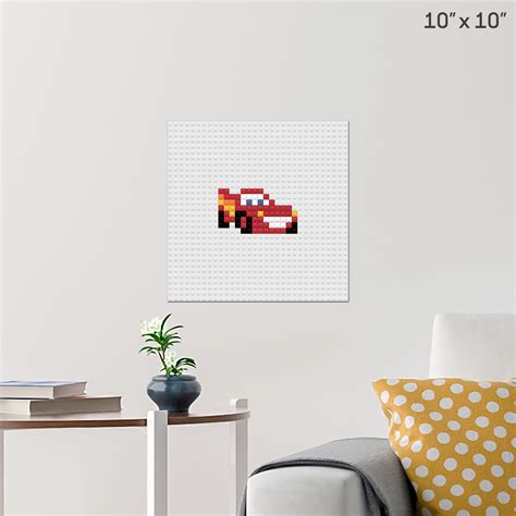 Lightning Mcqueen Pixel Art Wall Poster - Build Your Own with Bricks! - BRIK