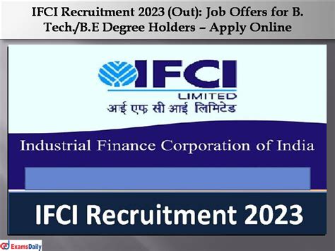 IFCI Recruitment 2023 (Out): Job Offers for B. Tech./B.E Degree Holders ...