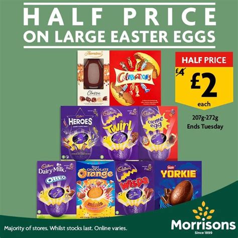 Large Easter Eggs 1/2 Price at Morrisons, £2 at Morrisons