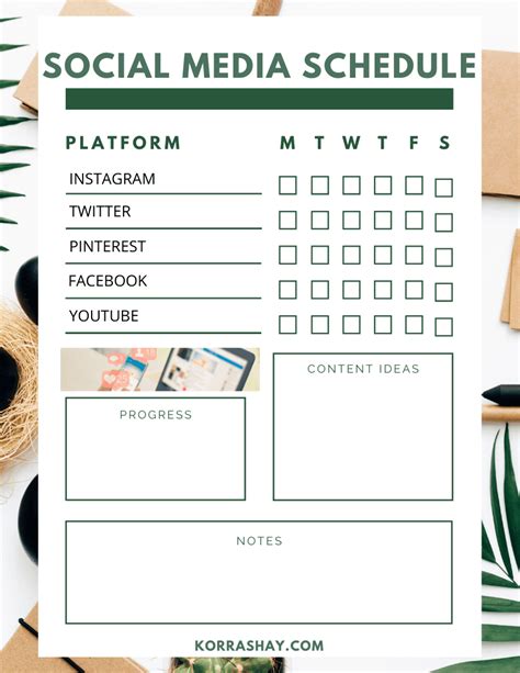 Social Media Printable Calendar - KORRA ~ SHAY