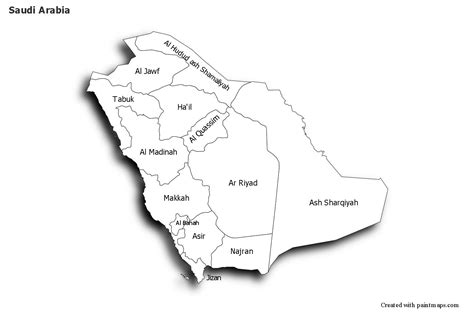 Sample Maps for Saudi Arabia (black-white,shadowy) Map Maker, Airbus A380, County Map, Saudi ...