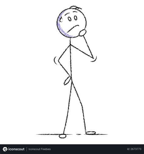 Best Free Confused Stickman Illustration download in PNG & Vector format