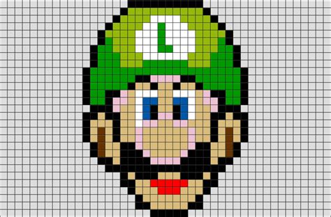 Luigi Pixel Art Sjabloon - Makkelijk te tekenen