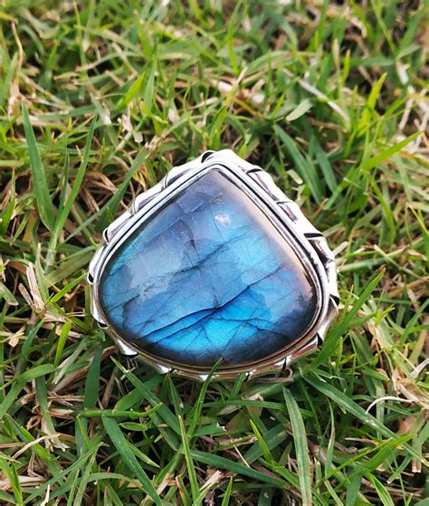 Labradorite Ring 925% Silver Ring One of a Kind Ring Big | Etsy