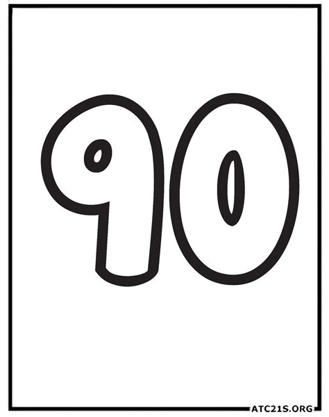 Free Number 90 Coloring Page Download Printable | ATC21S