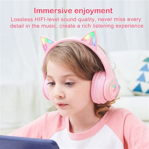 NEW Foldable Wireless Gaming Headset RGB Cat Ear Bluetooth 5.0 Stereo Headphones - Windscreen ...