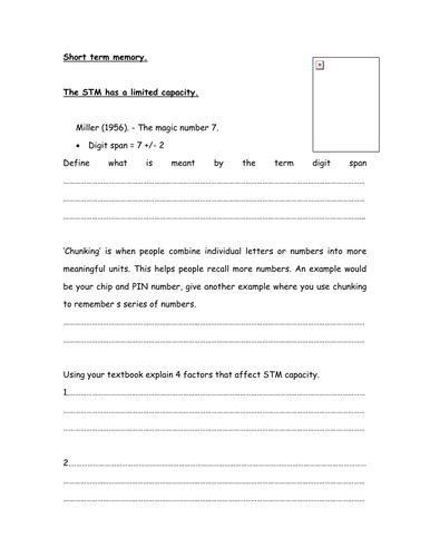 Short Term Memory Activity by phildb - Teaching Resources - Tes