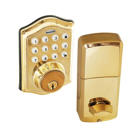 Honeywell 8712009 Electronic Deadbolt Door Lock with Keypad in Pollished Brass