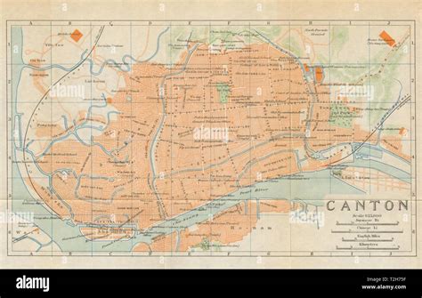 'Canton'. Guangzhou antique town city plan. China 1924 old map chart Stock Photo - Alamy