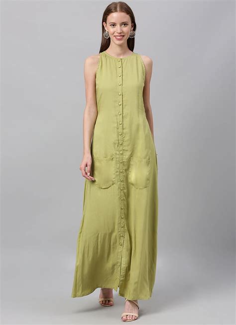 Shop Green TENCEL Modal Knee Length Dress | Made to Measure dress for women in all sizes ...