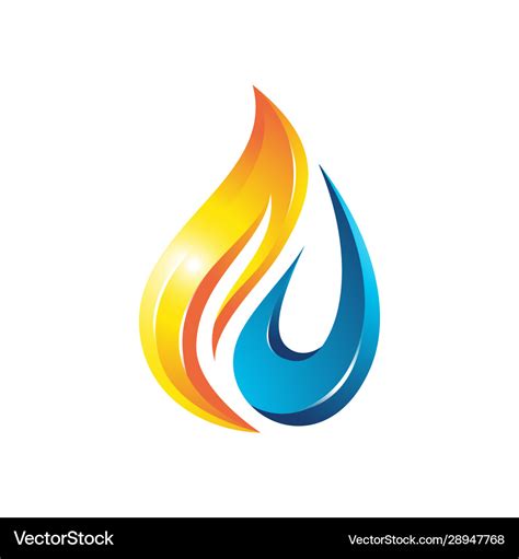 Flame water drop 3d logo Royalty Free Vector Image