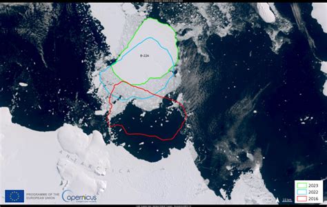 The movement of Iceberg B-22a | Copernicus