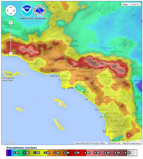 Ventura County Rainfall Totals Map - Big Bus Tour Map