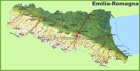 Emilia-Romagna physical map