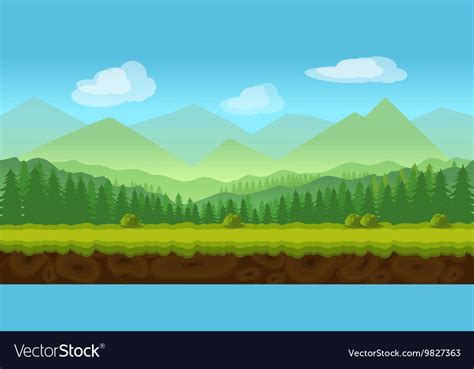 forest game background 2d game application. Vector design. Tileable horizontally. Size 1024x512 ...