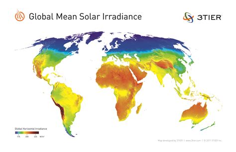 Annual mean solar irradiance: World (in Watt per metre squared ...