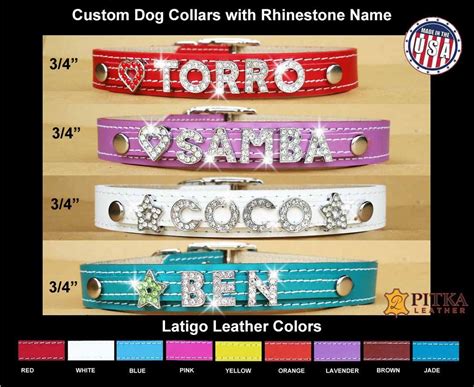 Personalized Rhinestone Dog Collars Custom Leather Collars - Etsy