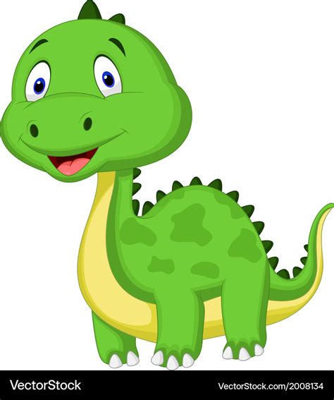 Cute green dinosaur cartoon Royalty Free Vector Image