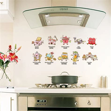 Removable DIY Kitchen Sticker Waterproof Cooking tools for Dining Room Kitchen Tile Stickers ...