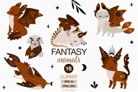 Fantasy Animals, Magic Set Graphic by owlasyashop · Creative Fabrica