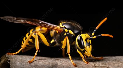 Yellow And Black Hornet Sitting On Some Wood Background, Yellow Jacket Picture Background Image ...