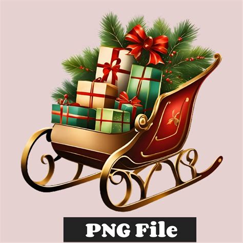 Christmas Sleigh Clipart, Christmas Sleigh PNG, Sleigh Full of Gifts ...