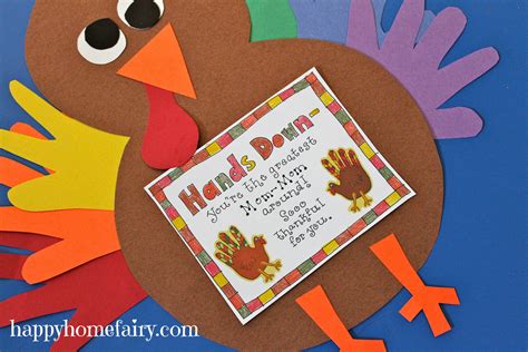 Thankful Handprint Turkey Craft - FREE Printable - Happy Home Fairy