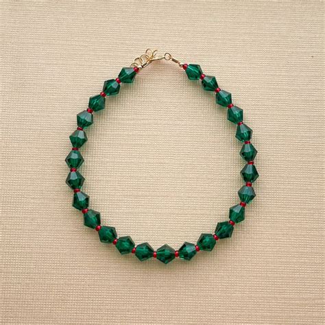 Beaded Bracelet. Emerald Green Bracelet. Gold Filled. Baby Bracelet. Women's Bracelet. Toddler ...