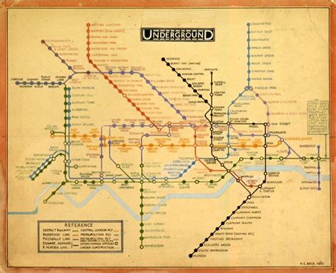 Harry Beck's classic design for the original London underground map ...