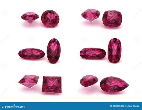 Six the Most Popular Sapphire Pink Cuts and Shapes Isolated on White ...