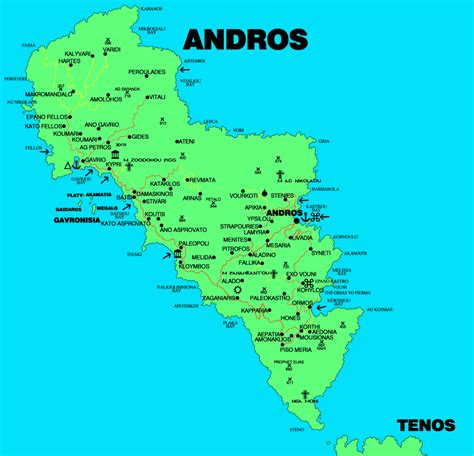 Mappa di Andros, Cartina di Andros | Andros, Andros greece, Greece map