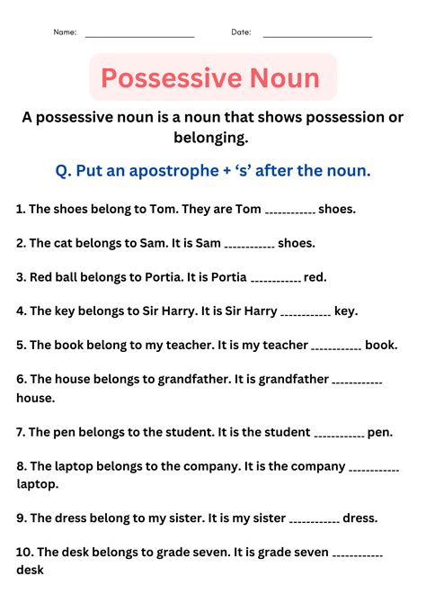 possessive nouns worksheets with answers - Digital and Printable for grade 4, 5 | Made By Teachers