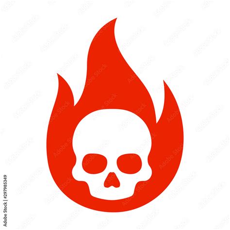 Vetor de Simple flaming skull or skull on fire flat vector icon for games and websites do Stock ...