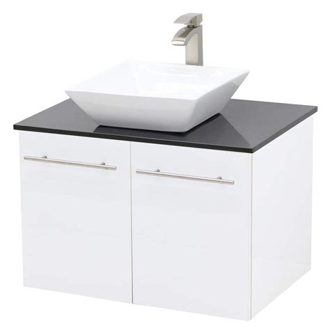 Buy WindBay Wall Floating Bathroom Vanity Sink Set, White Embossed Texture Vanity, Black Flat ...