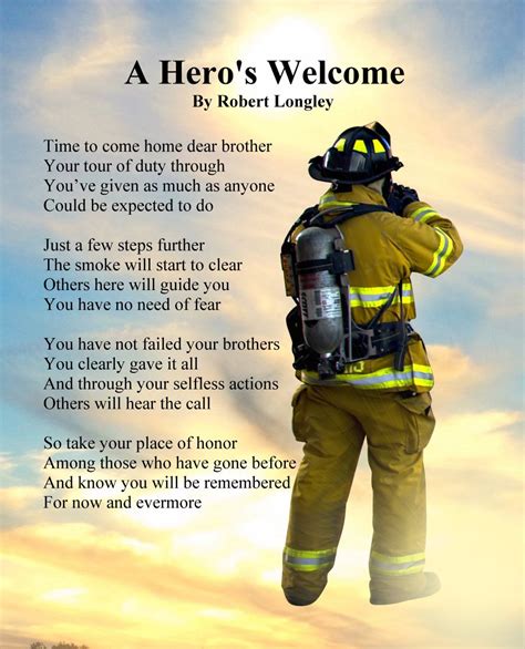 A Hero's Welcome Firefighter Memorial Poem Printable - Etsy