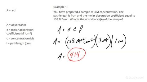 How to Find the Absorbance of a Solution Using the Beer-Lambert Law | Chemistry | Study.com