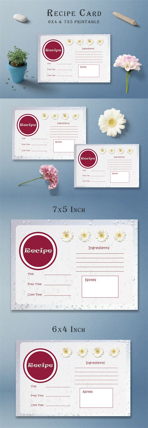 Free White Floral Recipe Card Template on Behance