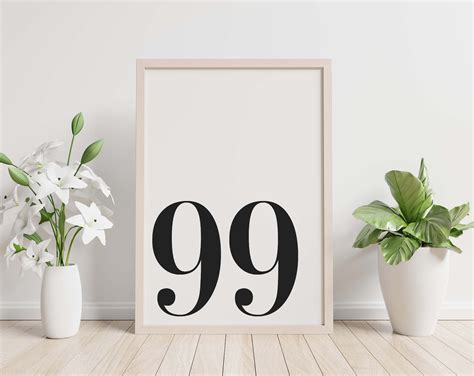 Number 99 Poster Printable Art Instant Download Printable | Etsy