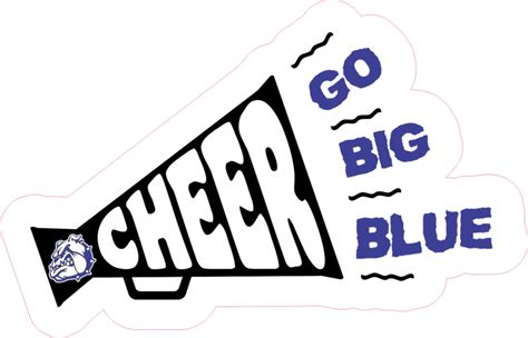 5in x 3in Blue Bulldog Megaphone Cheer Sticker Vinyl Cheerleading Stickers