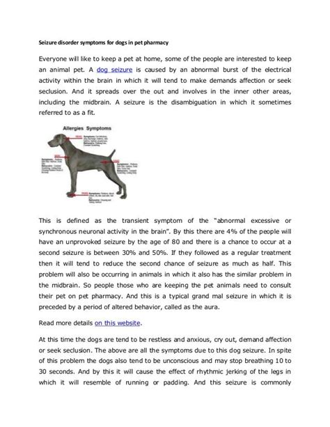 Seizure disorder symptoms for dogs in pet pharmacy