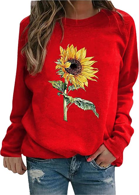 Women's Winter Casual Tops Ladies Butterfly Print Long Sleeve Pullover ...