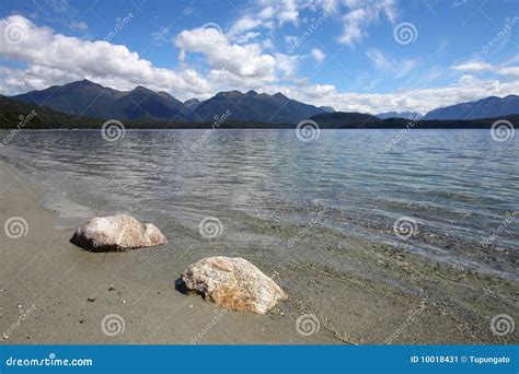 Lake Manapouri stock image. Image of vacation, beach - 10018431